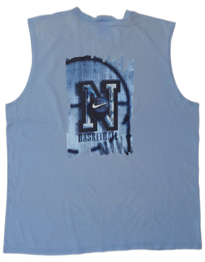 NIKE Mens Graphic Vest Top XL Blue Cotton