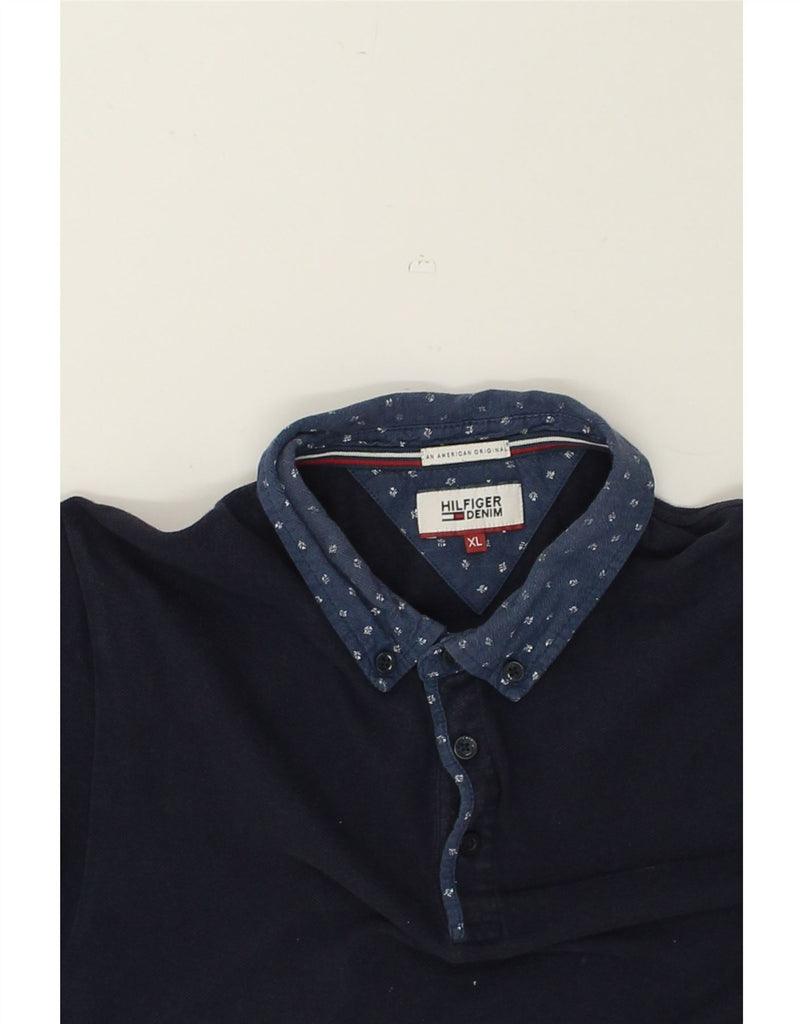 TOMMY HILFIGER Mens Slim Polo Shirt XL Navy Blue Cotton | Vintage Tommy Hilfiger | Thrift | Second-Hand Tommy Hilfiger | Used Clothing | Messina Hembry 