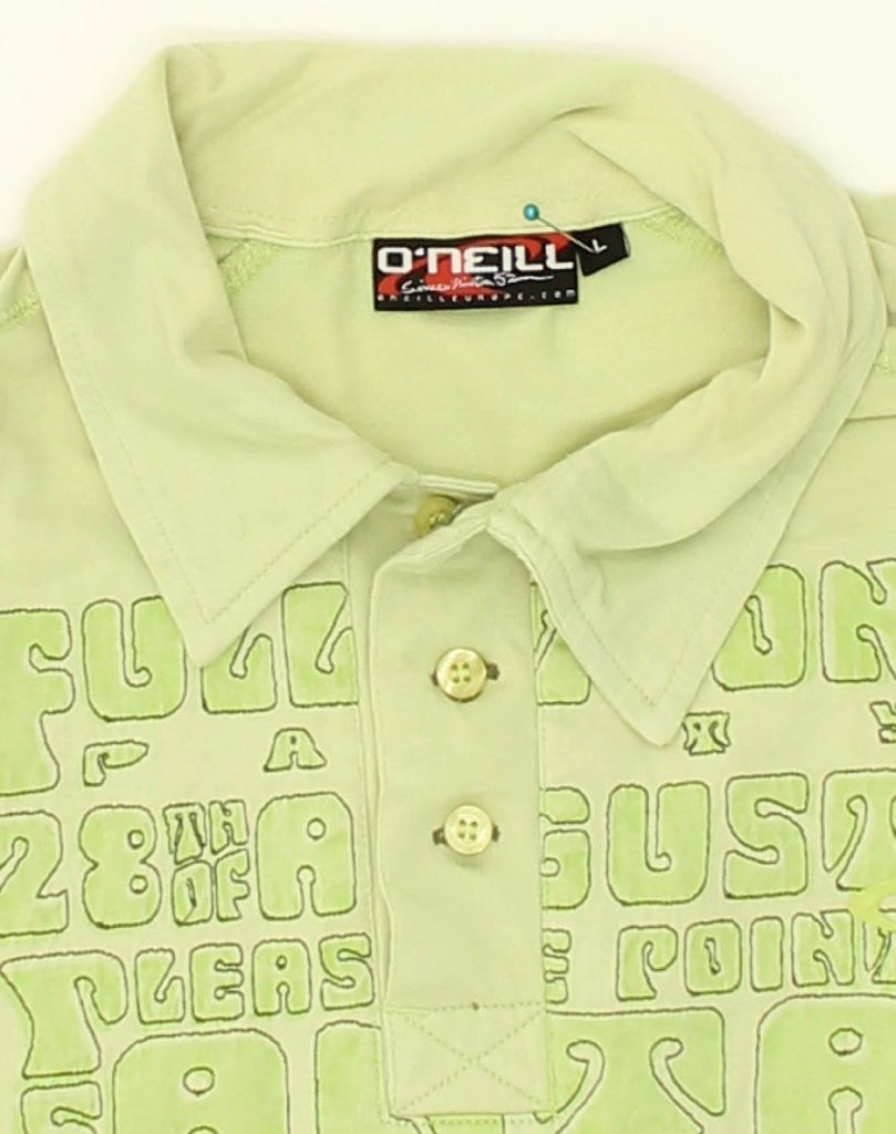 O'NEILL Mens Graphic Polo Shirt Large Green Cotton | Vintage O'Neill | Thrift | Second-Hand O'Neill | Used Clothing | Messina Hembry 