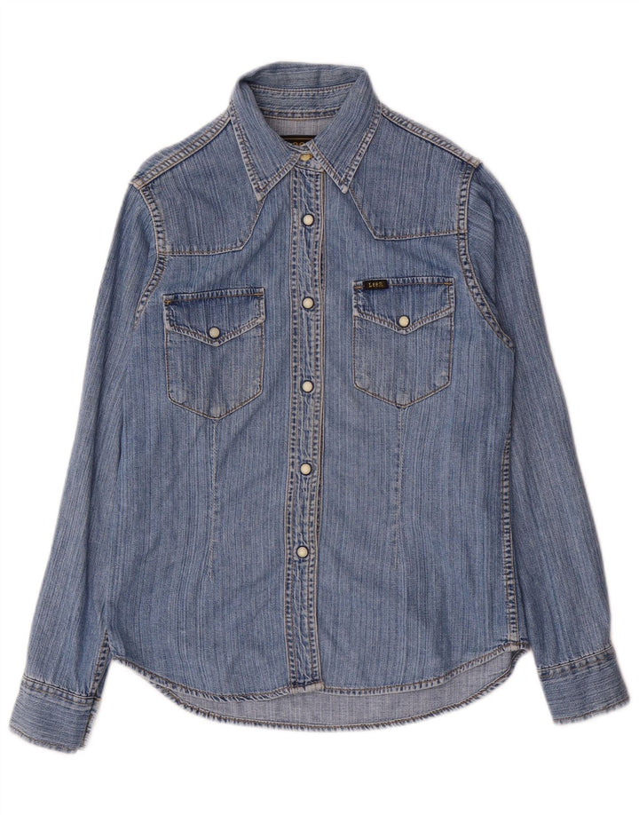 Lee Womens Denim Shirt UK 10 Small Blue Cotton