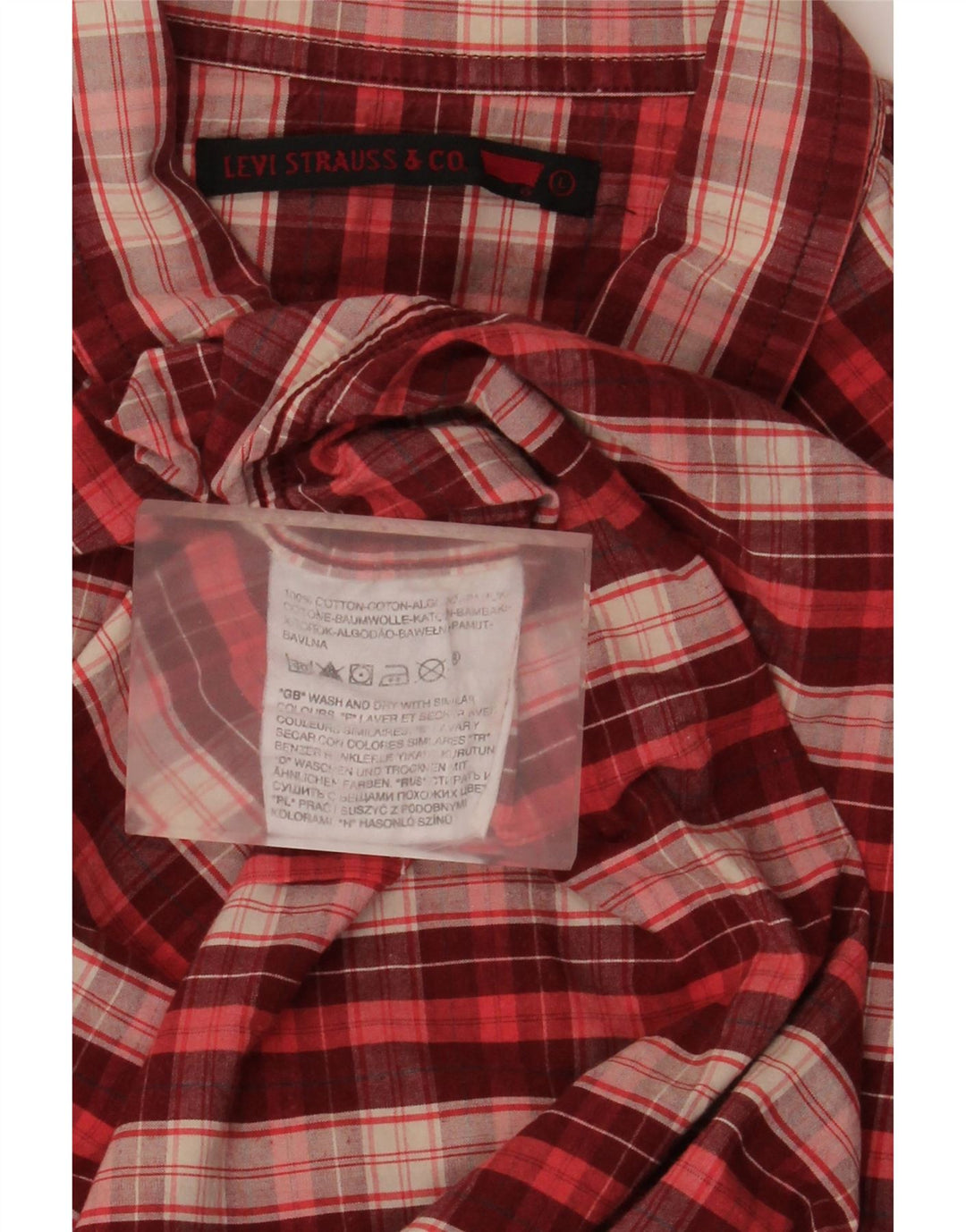 Levi's Mens Western Shirt Large Red Check Cotton