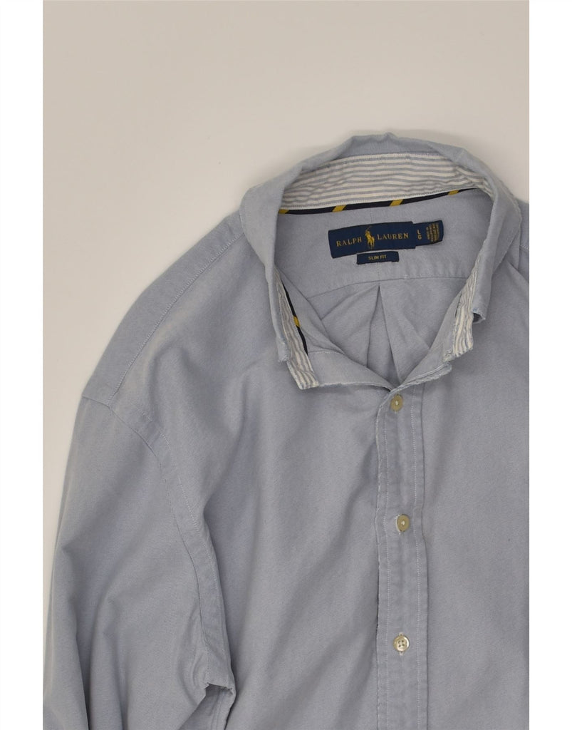RALPH LAUREN Mens Slim Fit Shirt Large Blue Cotton | Vintage Ralph Lauren | Thrift | Second-Hand Ralph Lauren | Used Clothing | Messina Hembry 
