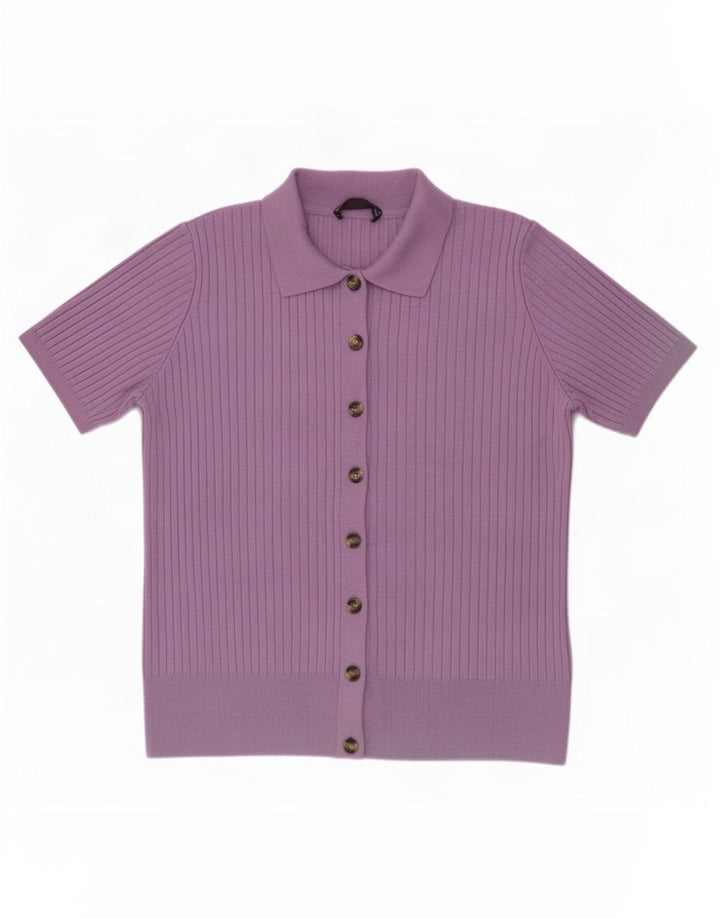 Marks & Spencer Womens Short Sleeve Cardigan Sweater UK 14 Medium Purple
