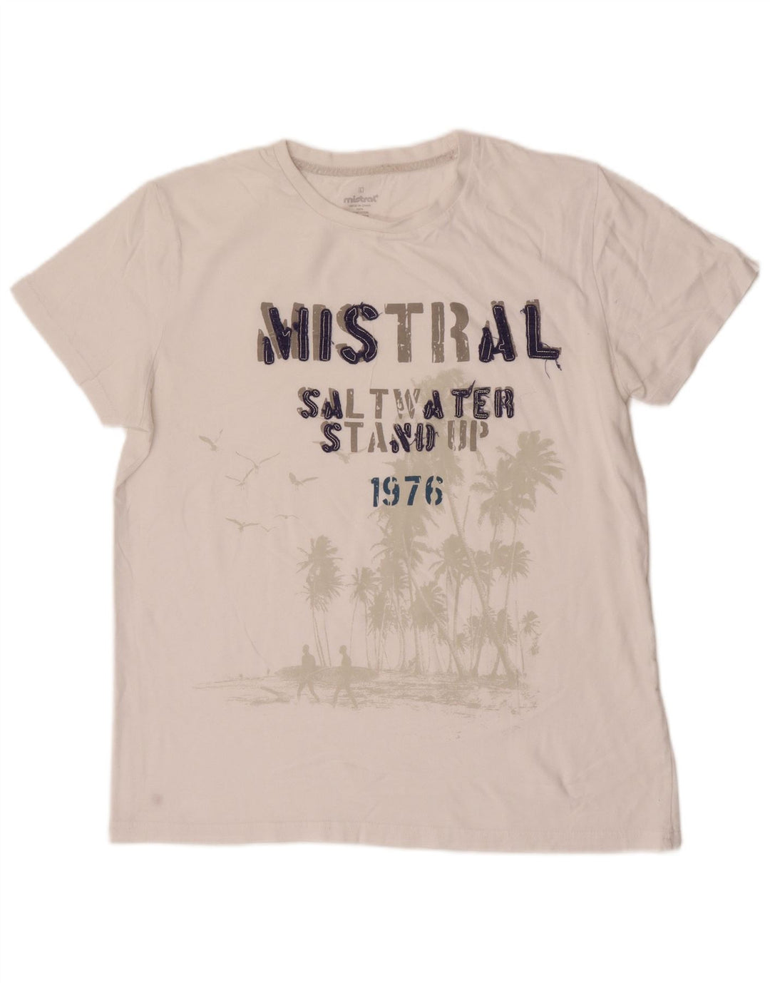 Mistral Mens Graphic T-Shirt Top Large White Cotton