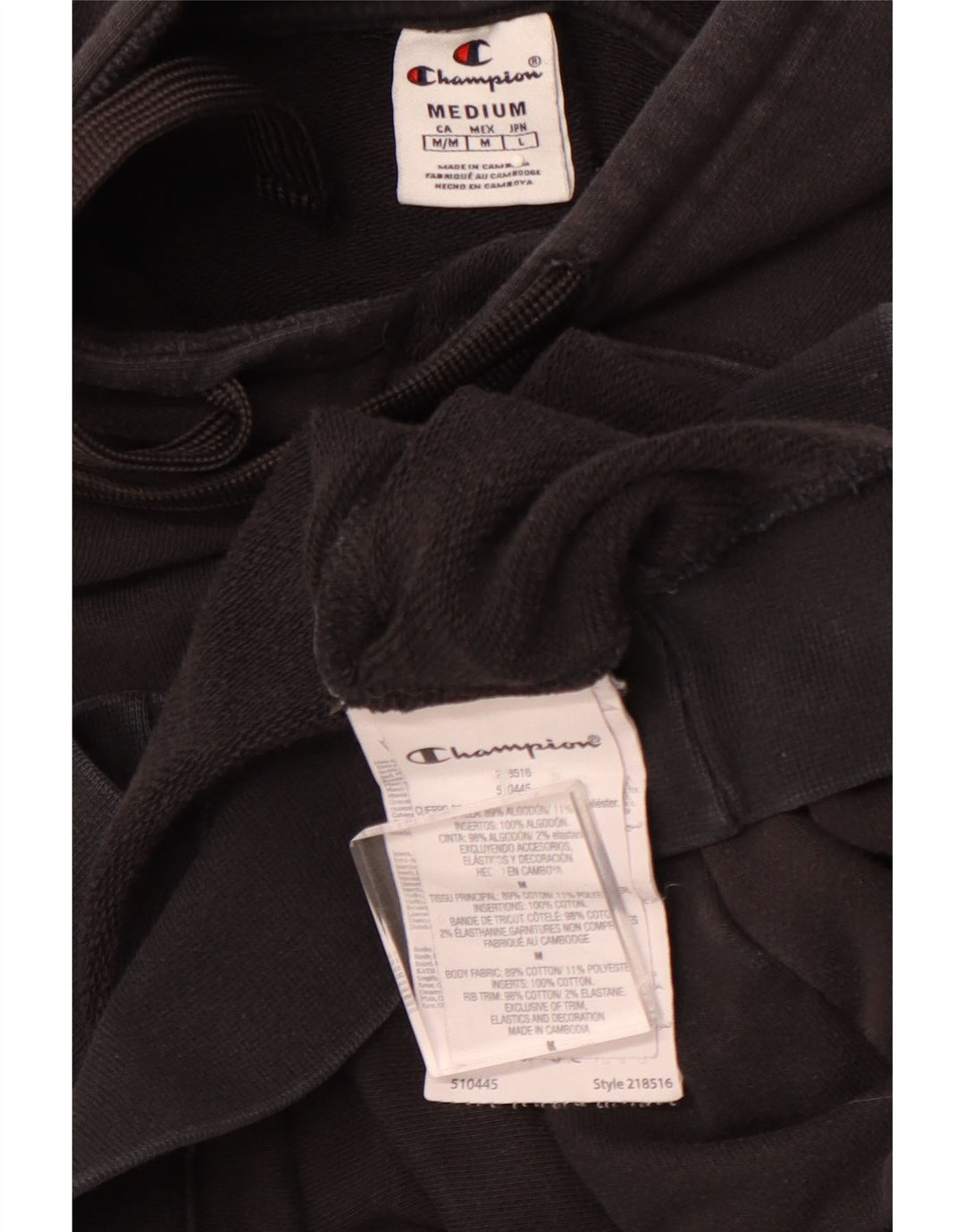 CHAMPION Mens Hoodie Jumper Medium Black Cotton