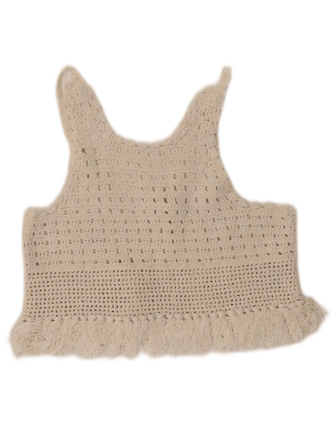 Zara Womens Crochet Cami Top UK 8 Small Off White Cotton