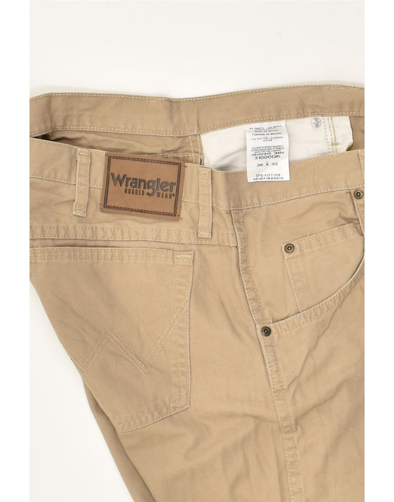 WRANGLER Mens Straight Casual Trousers W36 L32 Beige Cotton | Vintage Wrangler | Thrift | Second-Hand Wrangler | Used Clothing | Messina Hembry 