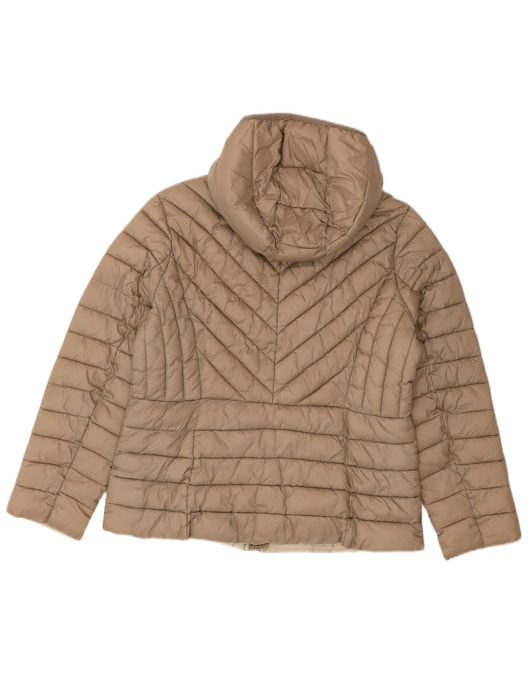 Michael Kors Womens Hooded Padded Jacket UK 16 Large Brown Nylon