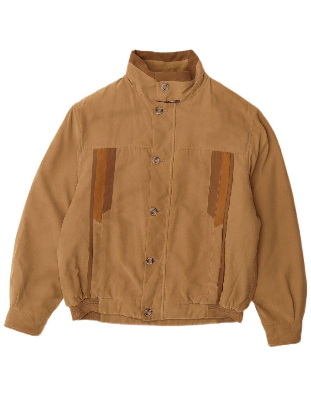 VINTAGE Mens Bomber Jacket IT 48 Medium Beige Polyester