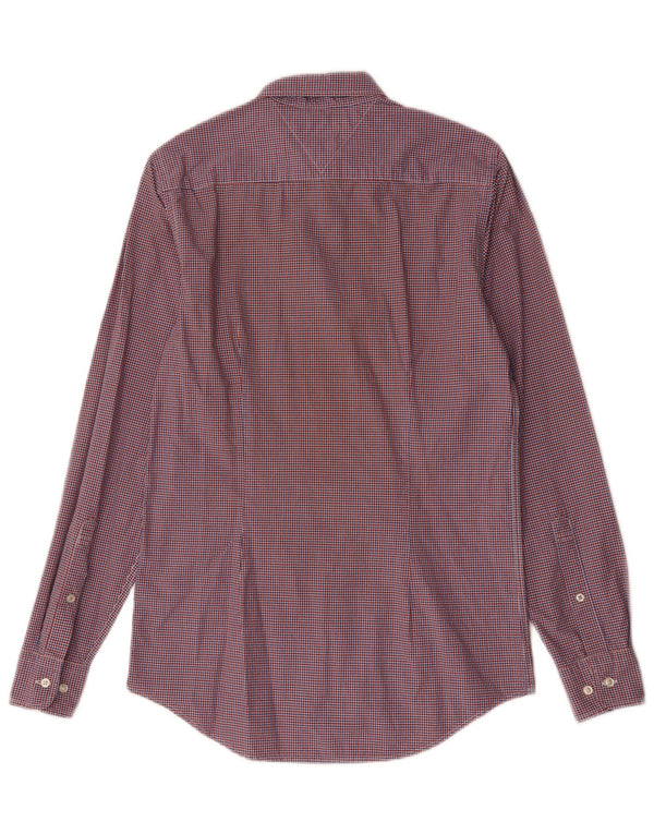 Tommy Hilfiger Mens Slim Fit Shirt Small Red Gingham Cotton