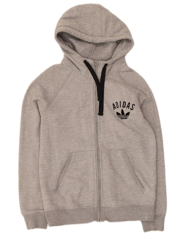 Adidas Womens Hoodie Jumper UK 16 Large Grey Flecked Cotton
