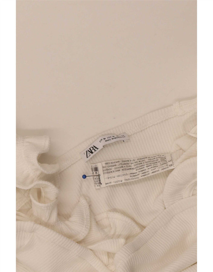 Zara Womens Crop Top UK 12 Medium White Polyester