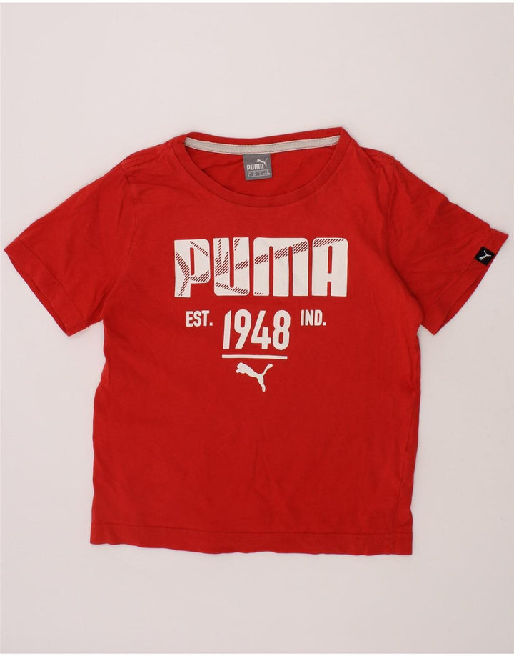 PUMA Boys Graphic T-Shirt Top 7-8 Years Small Red Cotton Vintage Puma and Second-Hand Puma from Messina Hembry 