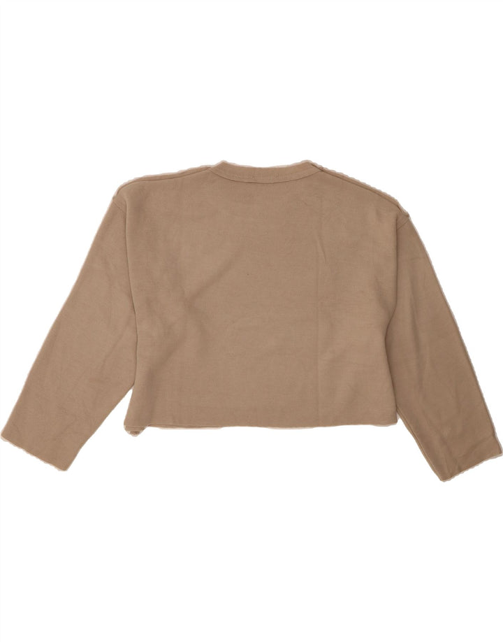 ZARA Womens Oversized Crop Crew Neck Jumper Sweater UK 10 Small Beige Vintage Zara and Second-Hand Zara from Messina Hembry 