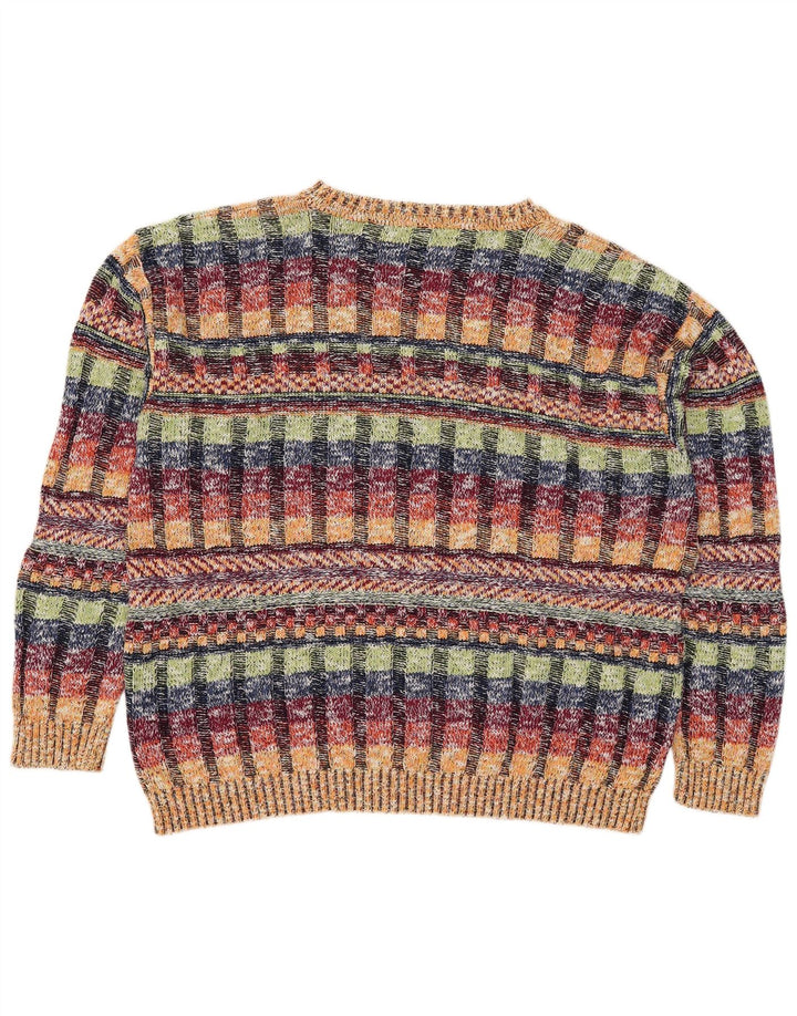 Vintage Mens Crew Neck Jumper Sweater UK 42/44 Large Multicoloured Check