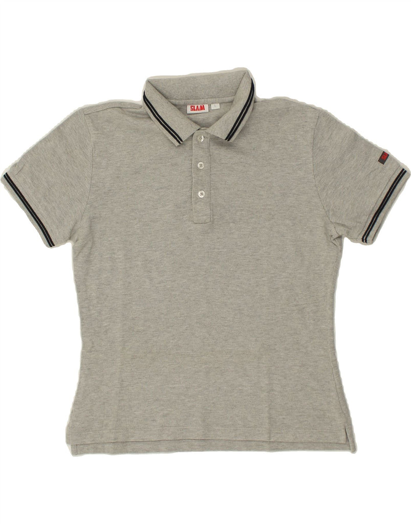 SLAM Mens Polo Shirt Large Grey Cotton | Vintage Slam | Thrift | Second-Hand Slam | Used Clothing | Messina Hembry 