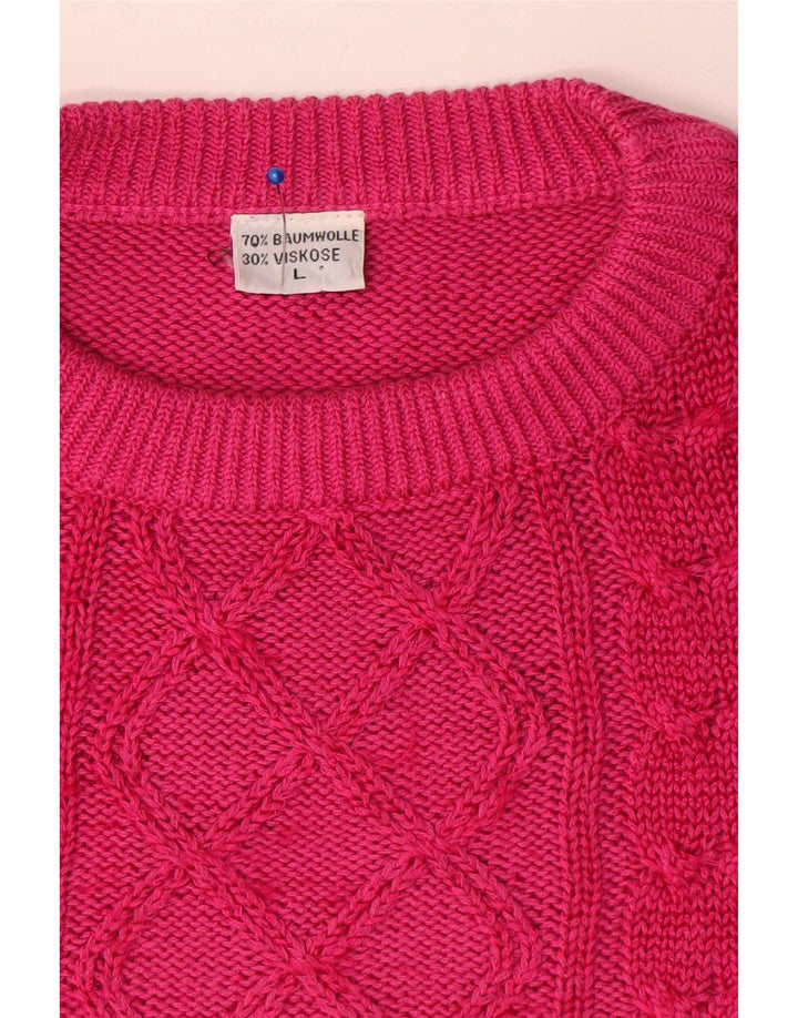 Vintage Mens Crew Neck Jumper Sweater Large Pink Cotton