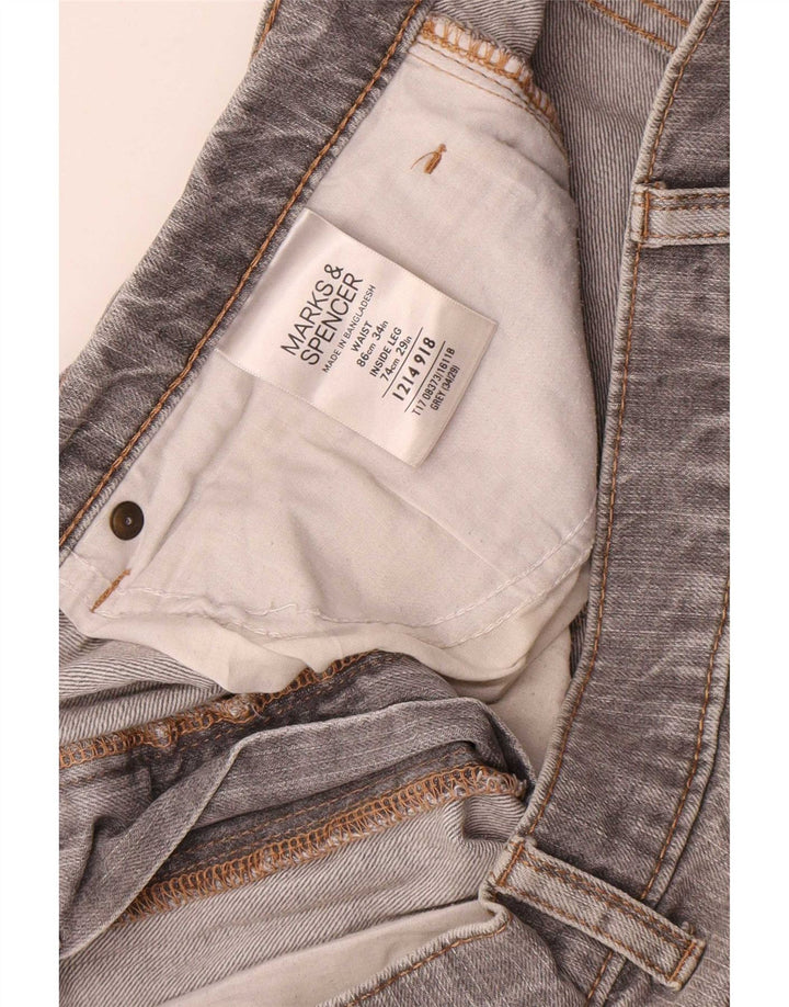 Marks & Spencer Mens Blue Harbour Straight Jeans W34 L29 Grey Cotton