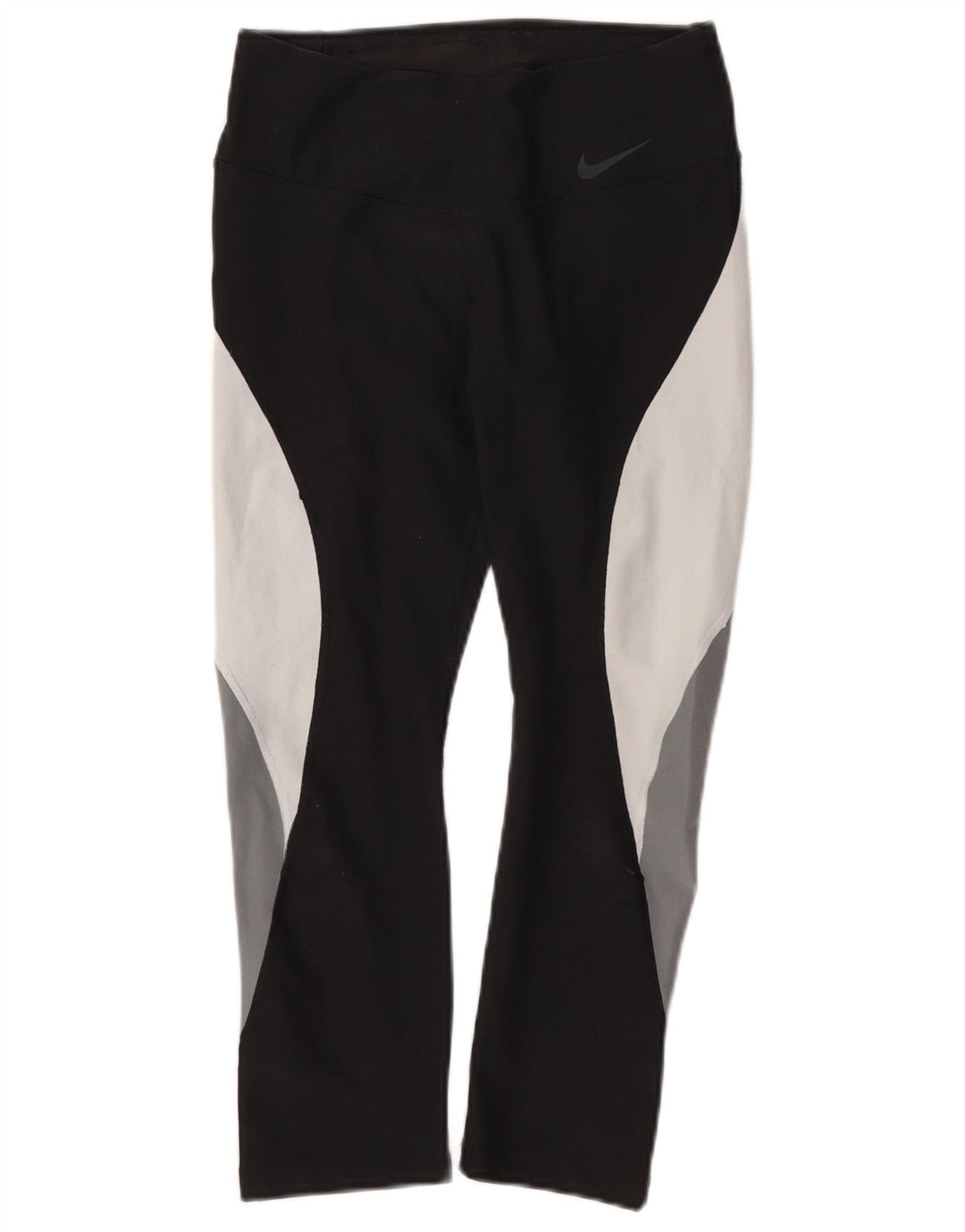 Nike Womens Dri Fit Capri Leggings UK 10 Small  Black Colourblock Polyester