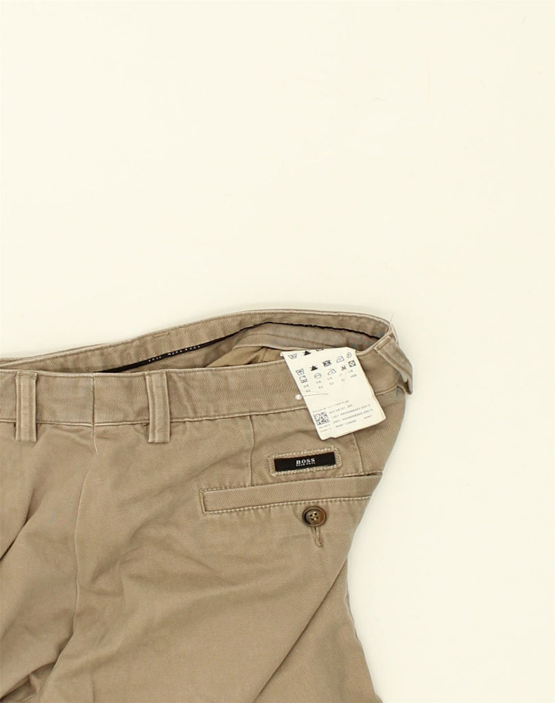 HUGO BOSS Mens Straight Chino Trousers EU 52 Large W34 L30 Brown Cotton | Vintage Hugo Boss | Thrift | Second-Hand Hugo Boss | Used Clothing | Messina Hembry 