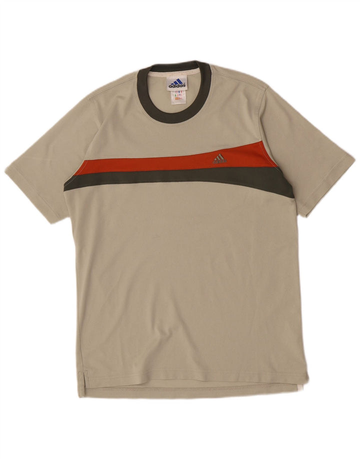 Adidas Mens T-Shirt Top Medium Beige Colourblock Polyester