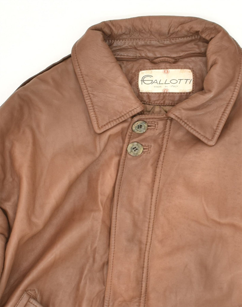 GALLOTTI Mens Leather Jacket UK 42 XL  Brown Leather | Vintage Gallotti | Thrift | Second-Hand Gallotti | Used Clothing | Messina Hembry 