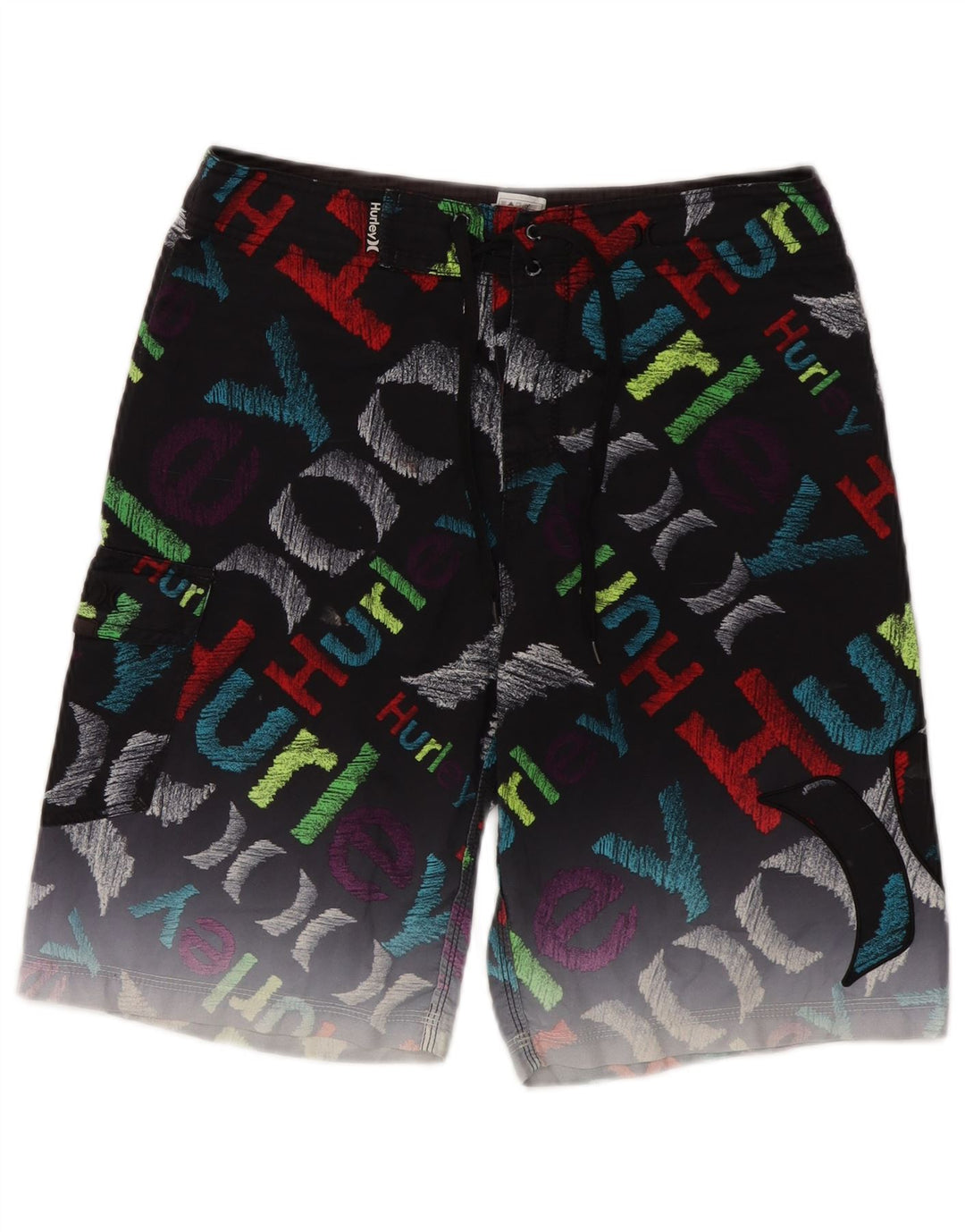 Hurley Mens Graphic Swimming Shorts Medium Black Polyester