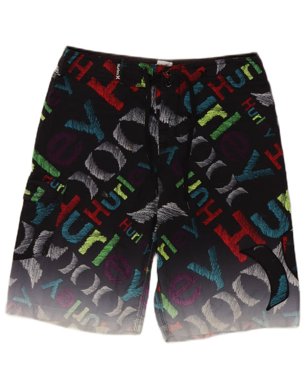 Hurley Mens Graphic Swimming Shorts Medium Black Polyester