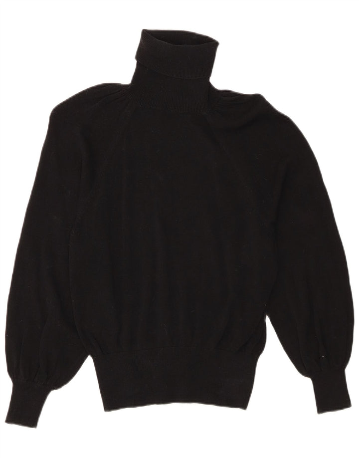 Zara Womens Roll Neck Jumper Sweater UK 10 Small Black Lyocell