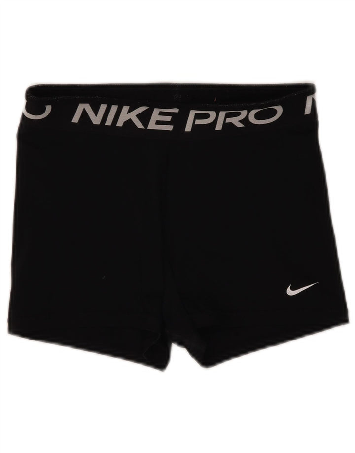 Nike Womens Dri Fit Graphic Sport Shorts UK 12 Medium Black Polyester