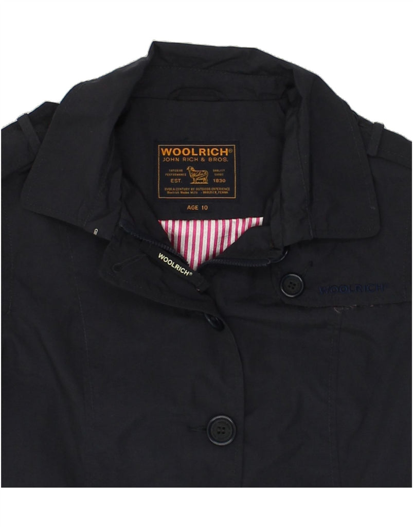 WOOLRICH Girls Trench Coat 9-10 Years Navy Blue Nylon | Vintage Woolrich | Thrift | Second-Hand Woolrich | Used Clothing | Messina Hembry 