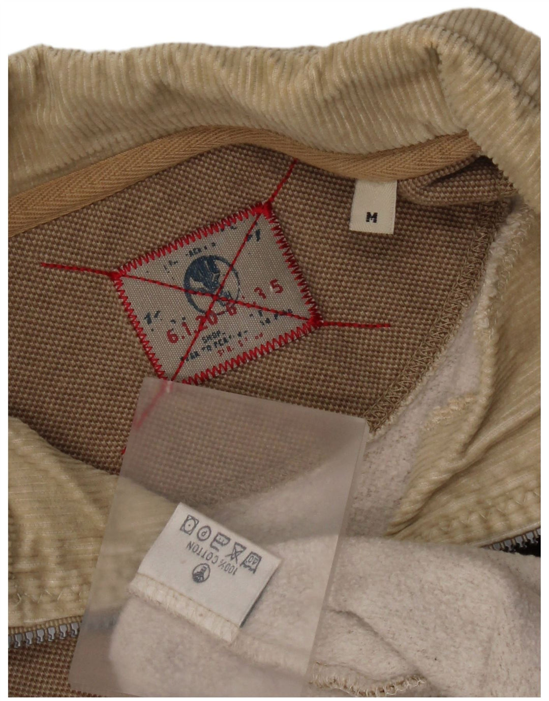 Fat Face Mens Zip Neck Sweatshirt Jumper Medium Beige Cotton