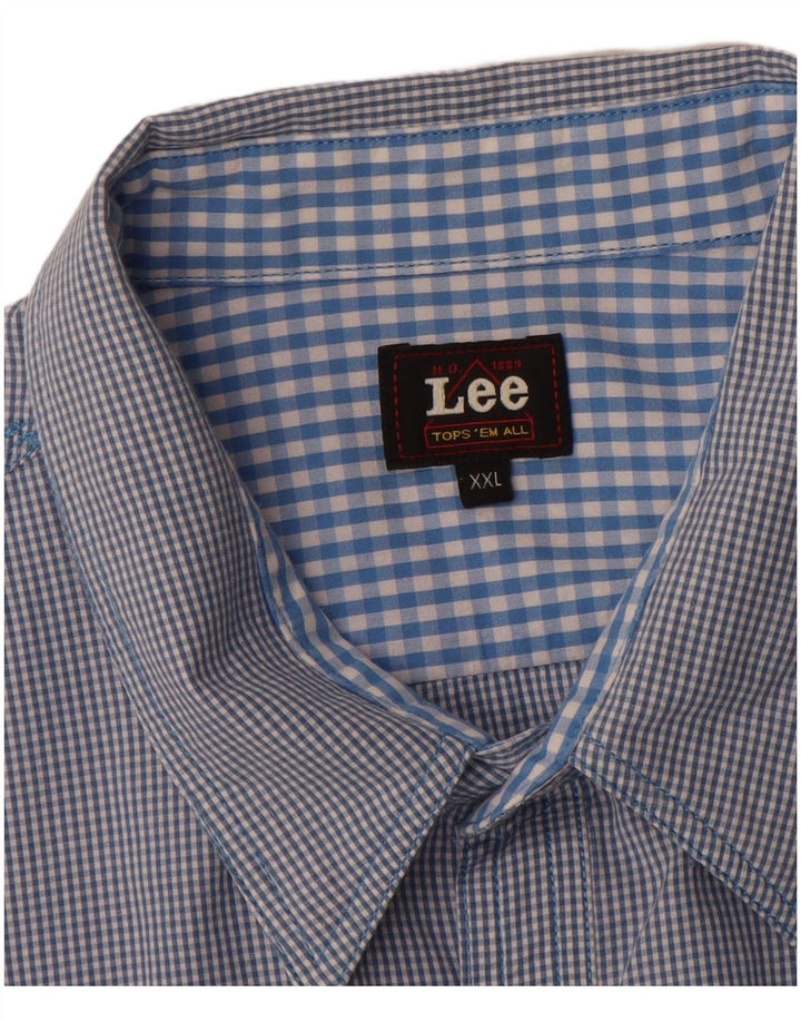 Lee Mens Shirt 2XL Blue Gingham Cotton
