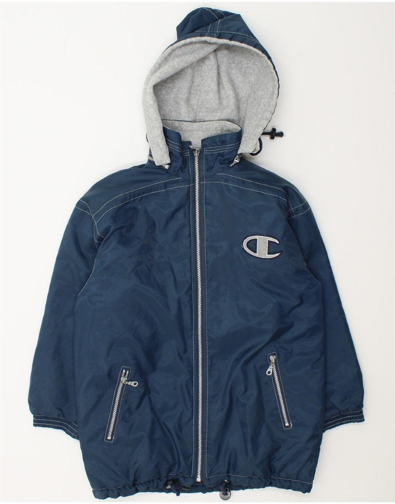 CHAMPION Boys Graphic Hooded Windbreaker Jacket 11-12 Years Navy Blue Vintage Champion and Second-Hand Champion from Messina Hembry 