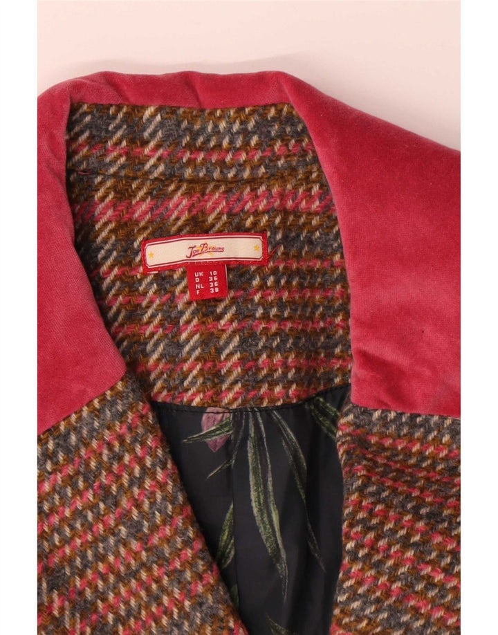 Joe Browns Womens Overcoat UK 10 Small Brown Plaid Polyester