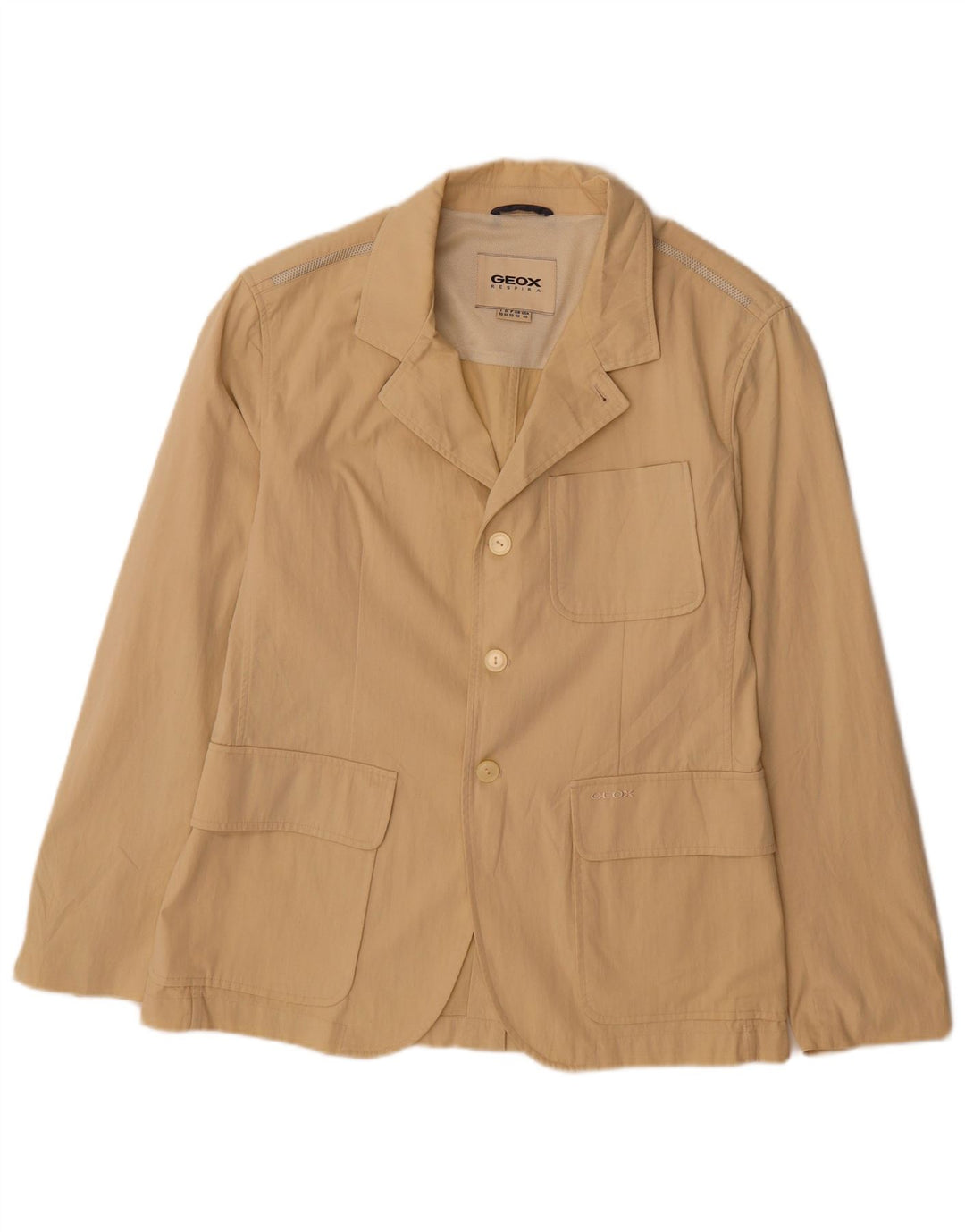 Geox Mens Respira 3 Button Blazer Jacket UK 40 Large Beige Cotton
