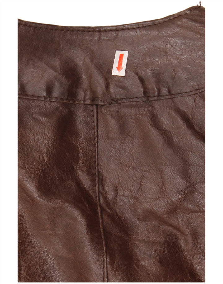Vintage Womens Leather Biker Jacket IT 44 Medium Brown Leather