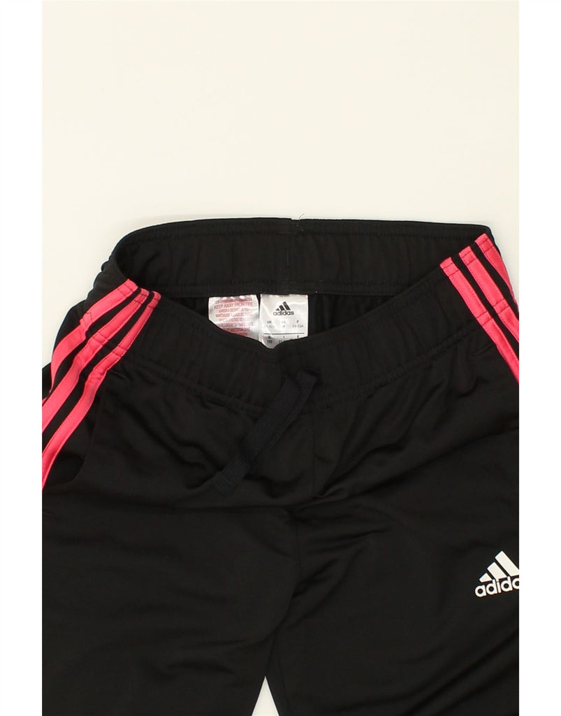 ADIDAS Girls Tracksuit Trousers Joggers 11-12 Years Black Polyester | Vintage Adidas | Thrift | Second-Hand Adidas | Used Clothing | Messina Hembry 