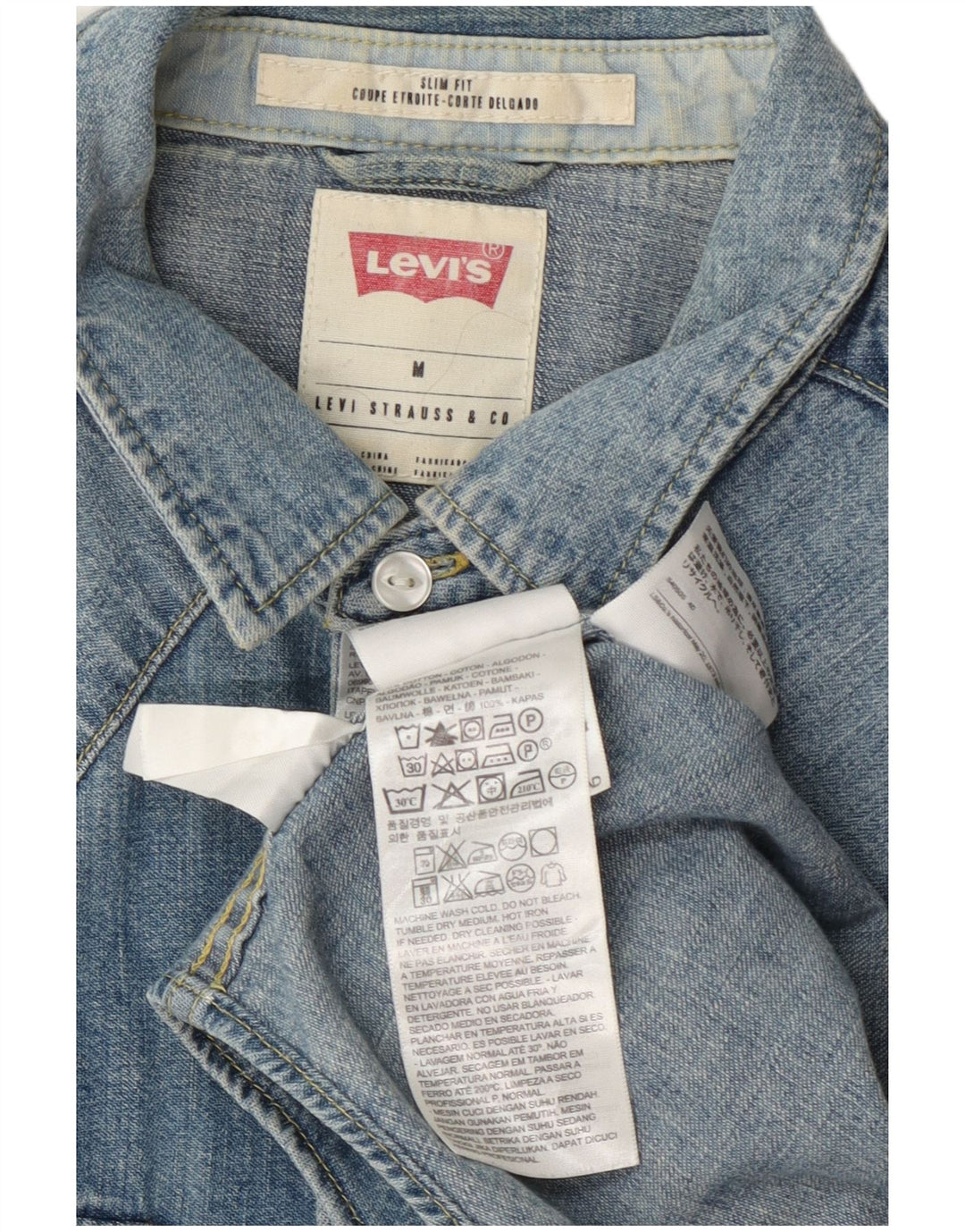 Levi's Mens Slim Fit Denim Shirt Medium Blue Cotton