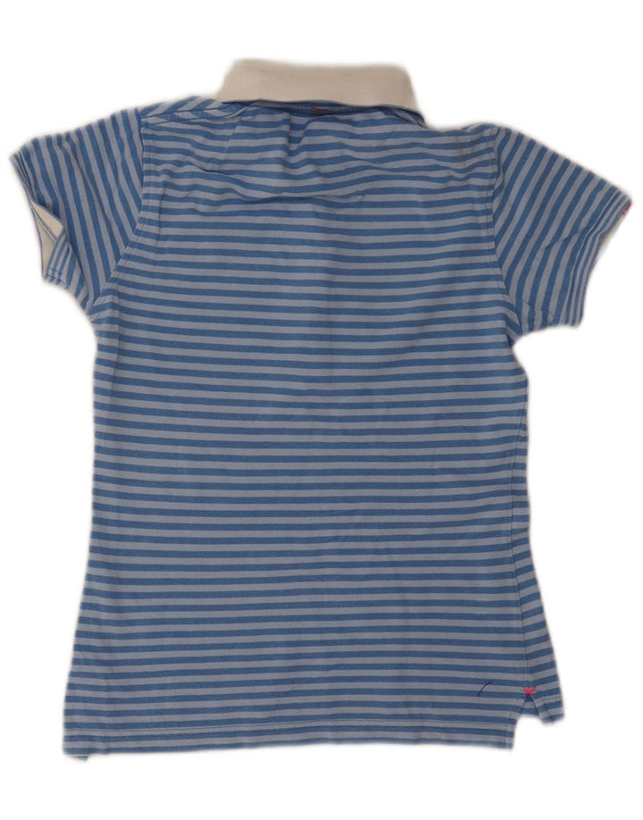 Sun68 Womens Polo Shirt UK 8 Small Blue Striped Cotton