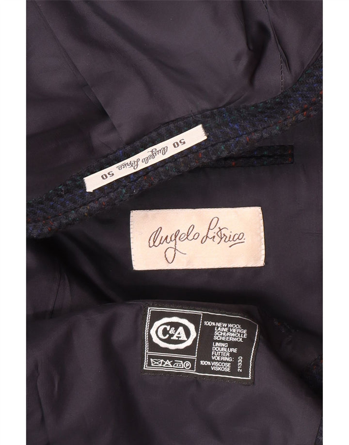 Angelo Litrico Mens 2 Button Blazer Jacket IT 50 Large Blue Check New Wool