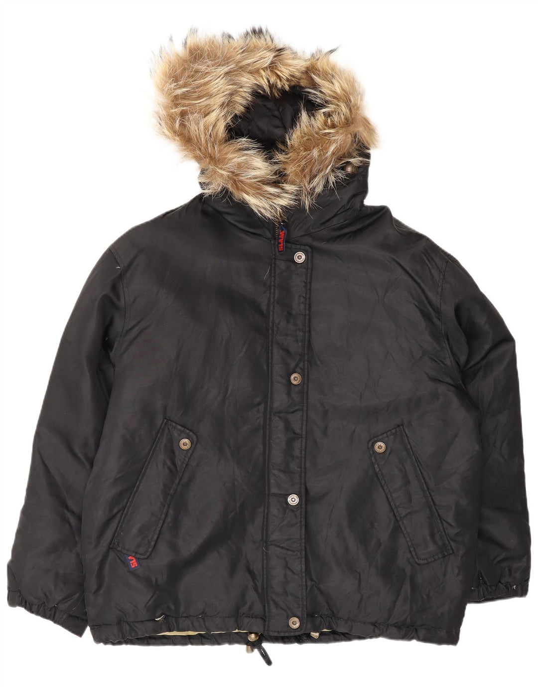 Slam Womens Hooded Oversized Padded Jacket UK 14 Medium Black Nylon