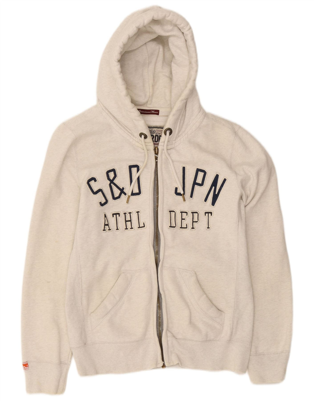Superdry Mens Graphic Zip Hoodie Sweater Medium White Cotton
