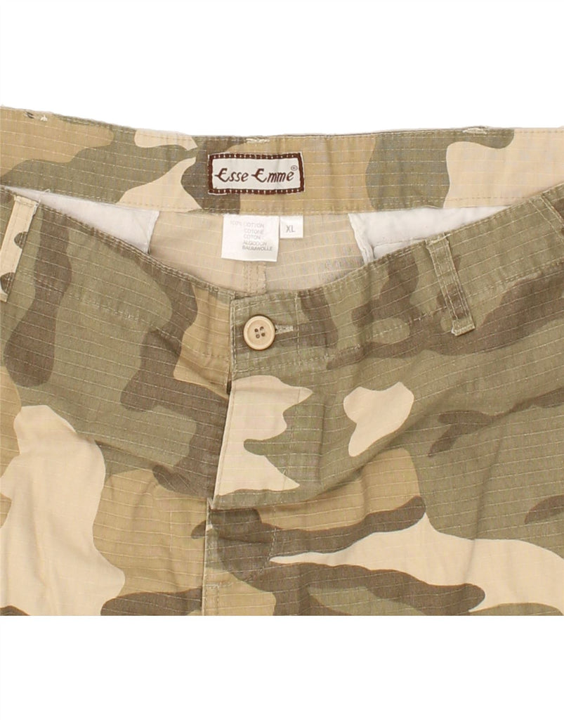 VINTAGE Mens Cargo Shorts XL W40 Khaki Camouflage Cotton Vintage Vintage and Second-Hand Vintage from Messina Hembry 