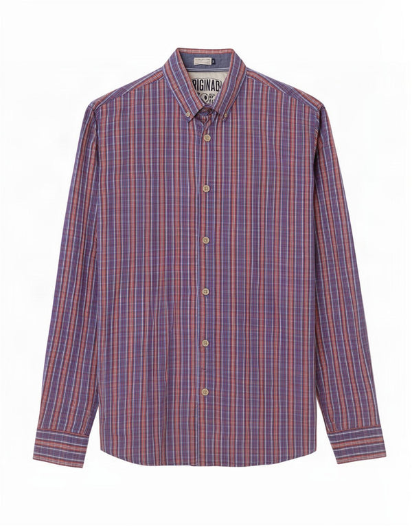 Jack & Jones Mens Shirt Medium Blue Check Cotton