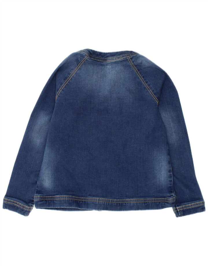 Benetton Girls Denim Jacket 6-7 Years Small Blue Cotton
