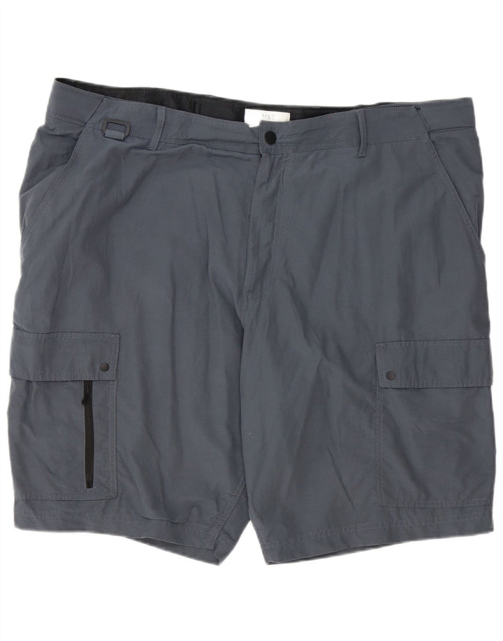 MARKS & SPENCER Mens Cargo Shorts W44 2XL Grey Polyester