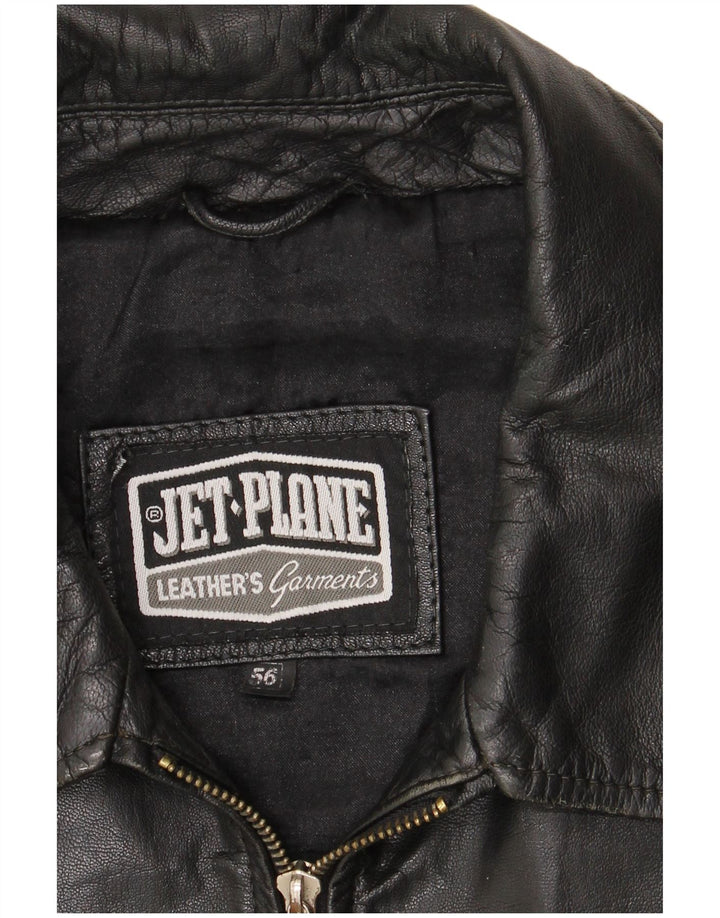 Jet Plane Mens Leather Jacket IT 56 3XL Black Leather