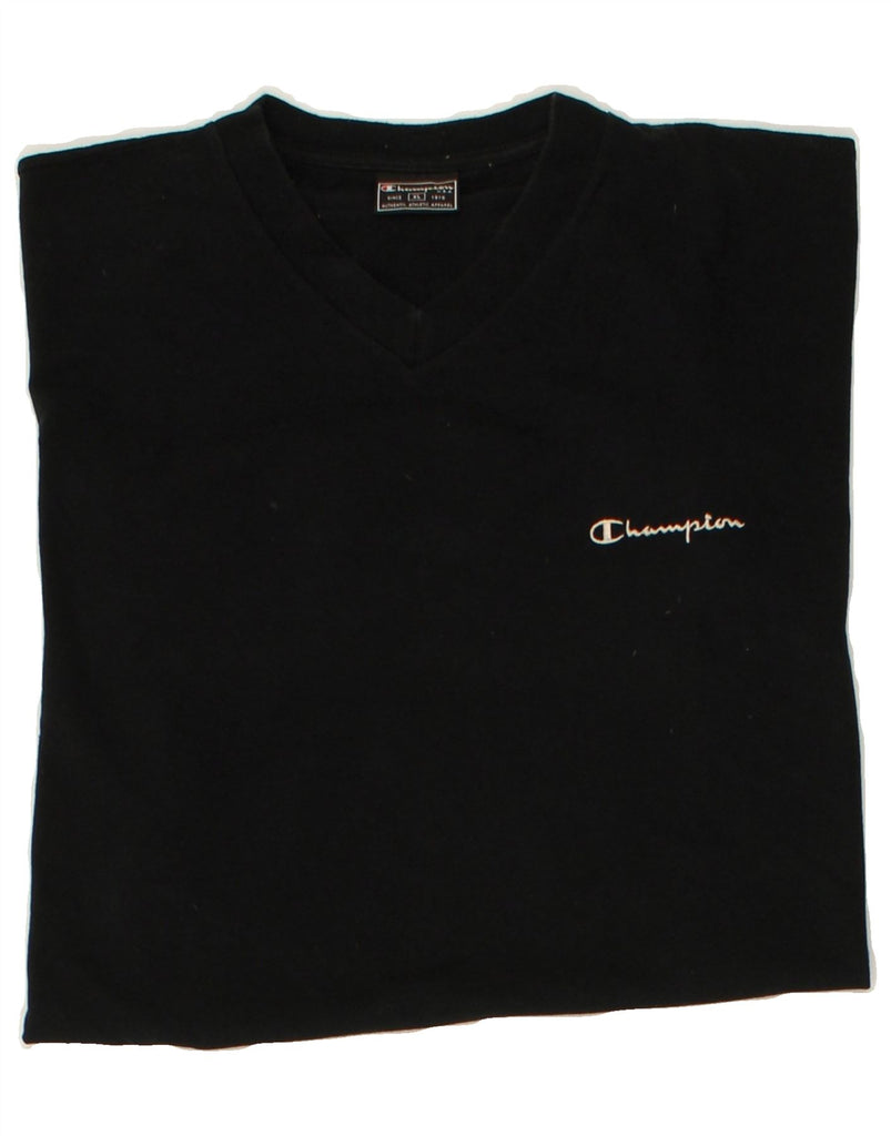 CHAMPION Mens T-Shirt Top XL Black Cotton | Vintage Champion | Thrift | Second-Hand Champion | Used Clothing | Messina Hembry 