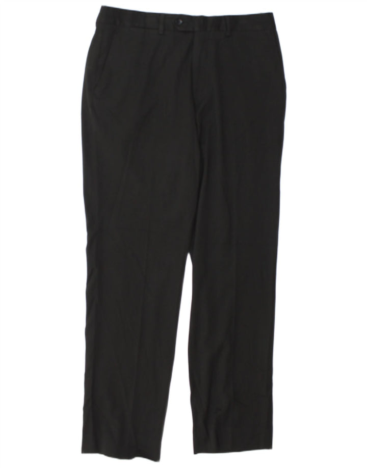 Zara Mens Straight Suit Trousers EU 44 Large W34 L32 Black Polyester